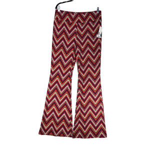 NEW Lounge Pants Womens L Juniors XL Chevron 70's 80's Boho High Rise Flare Leg